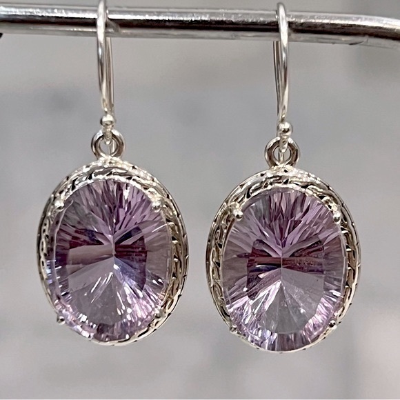 Jewelry - Rose de France Amethyst Sterling Silver Dangle Earrings